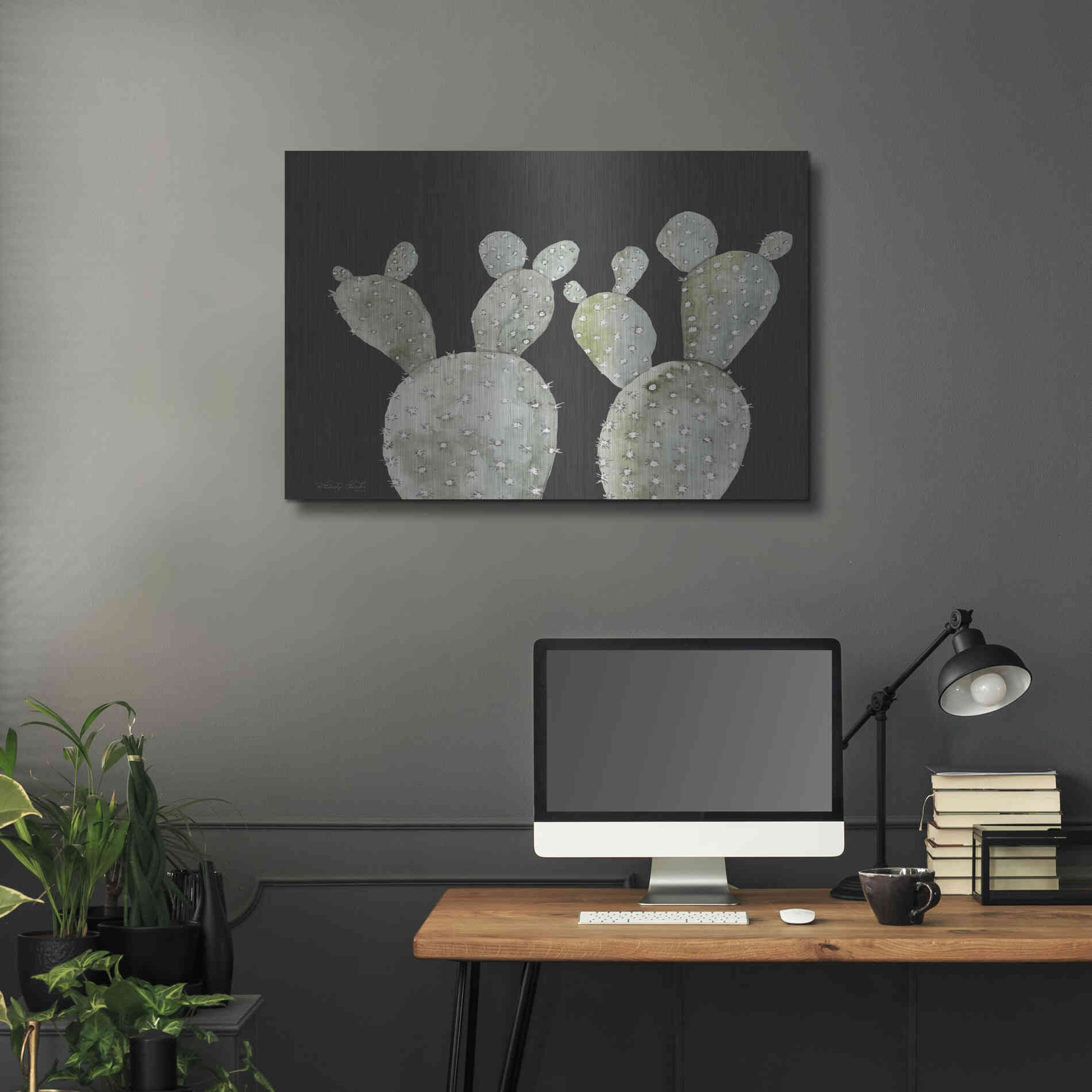 Luxe Metal Art 'Happy Cactus II' by Cindy Jacobs, Metal Wall Art,36x24