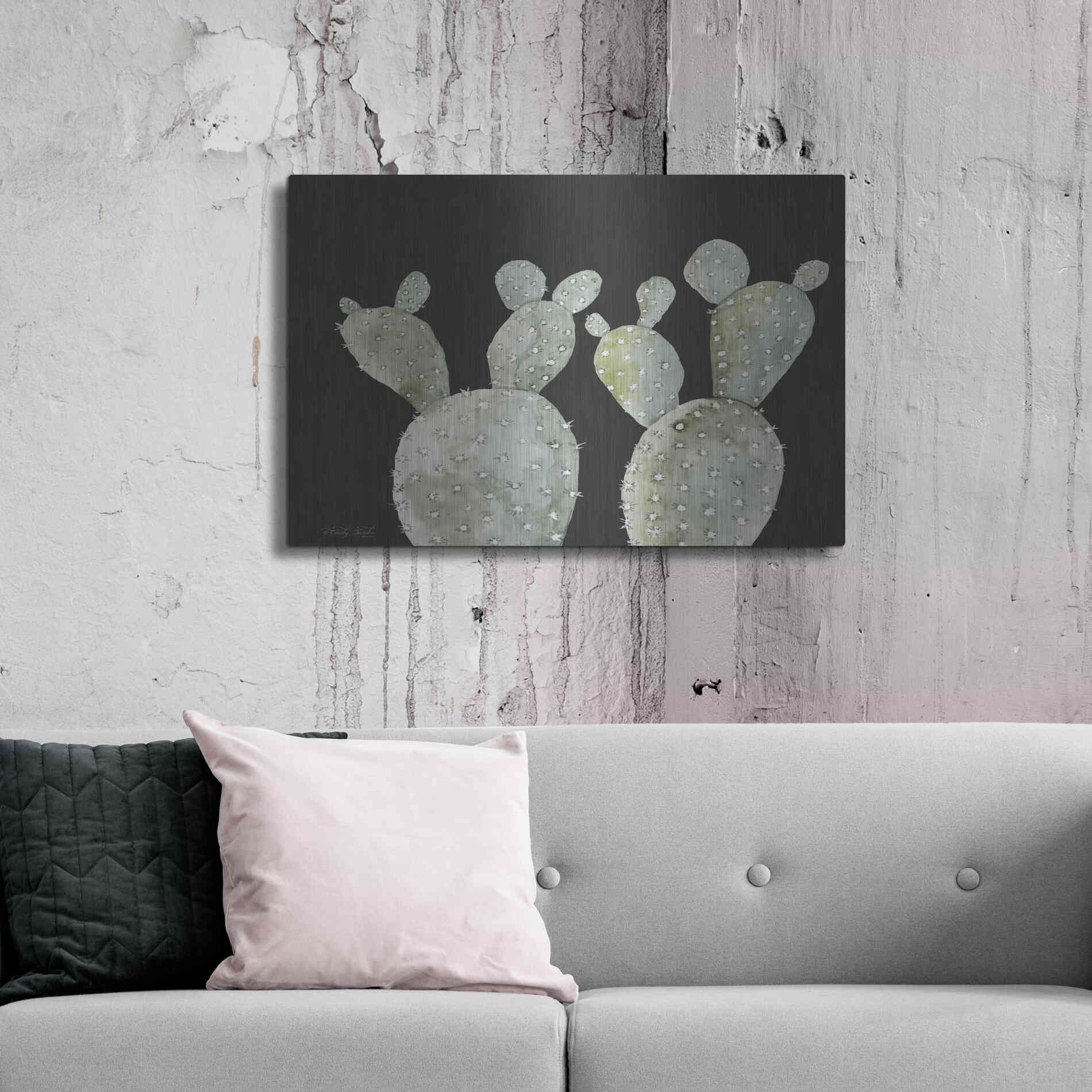 Luxe Metal Art 'Happy Cactus II' by Cindy Jacobs, Metal Wall Art,36x24
