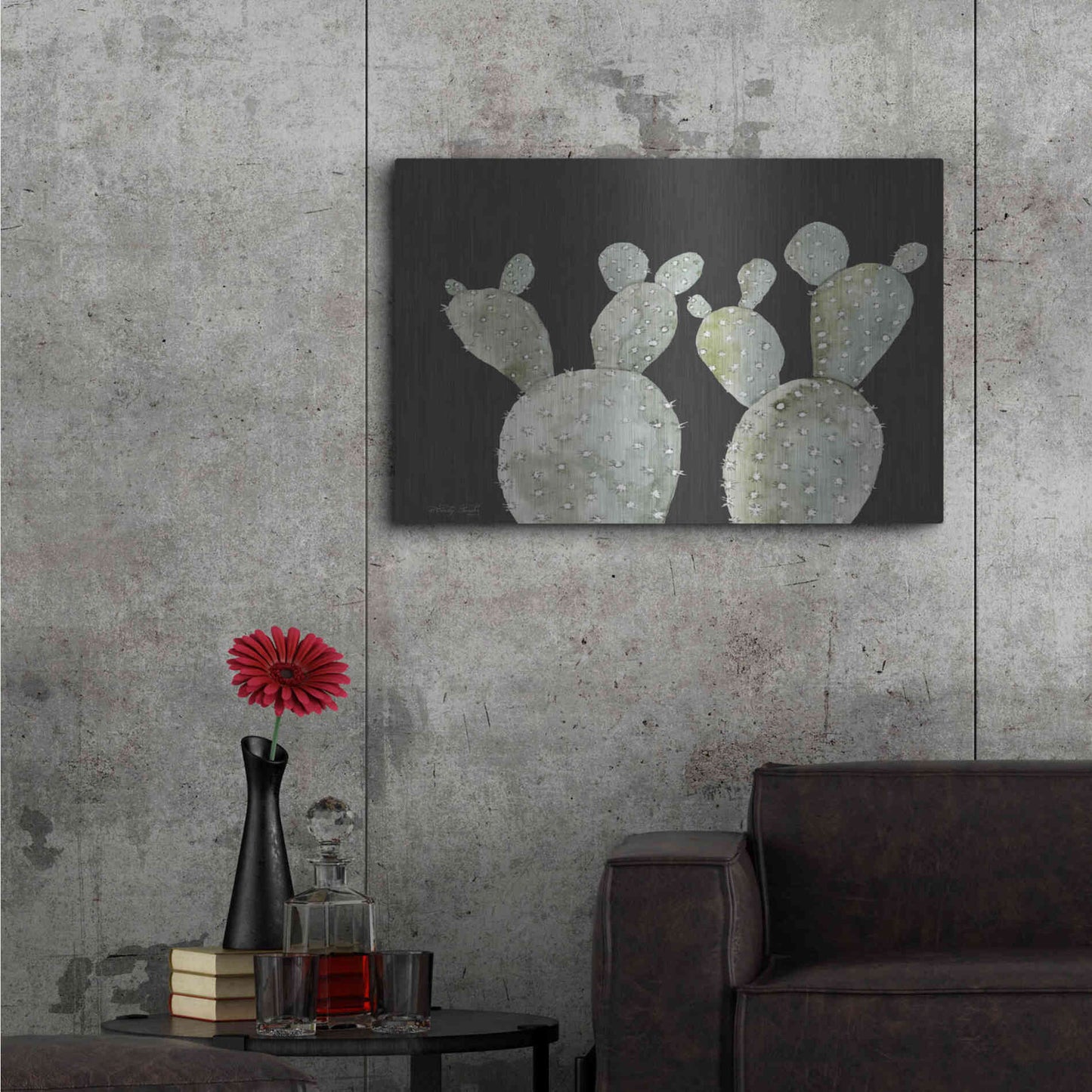 Luxe Metal Art 'Happy Cactus II' by Cindy Jacobs, Metal Wall Art,36x24