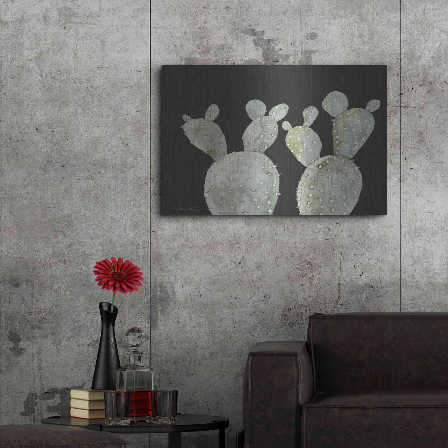 Luxe Metal Art 'Happy Cactus II' by Cindy Jacobs, Metal Wall Art,36x24