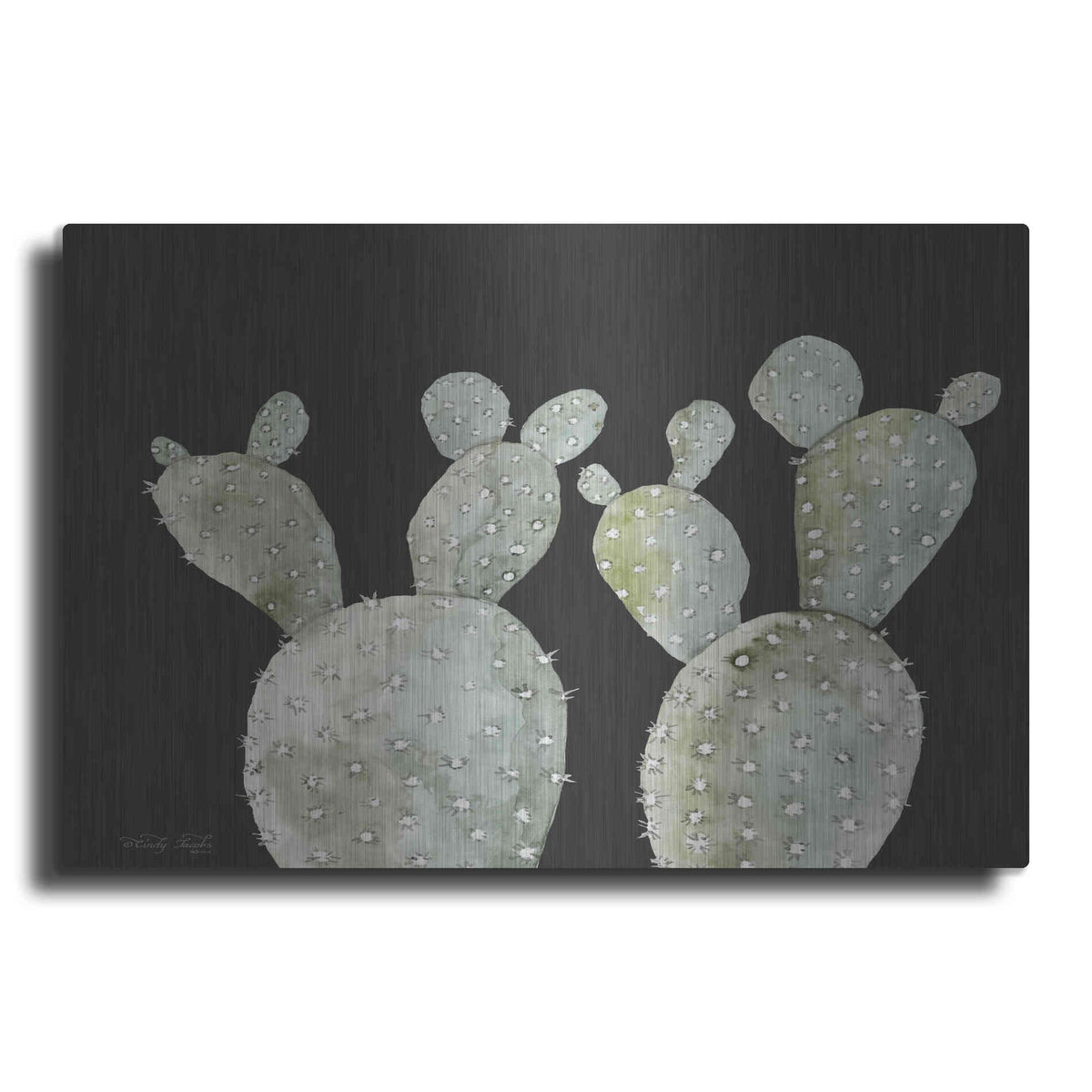 Luxe Metal Art 'Happy Cactus II' by Cindy Jacobs, Metal Wall Art