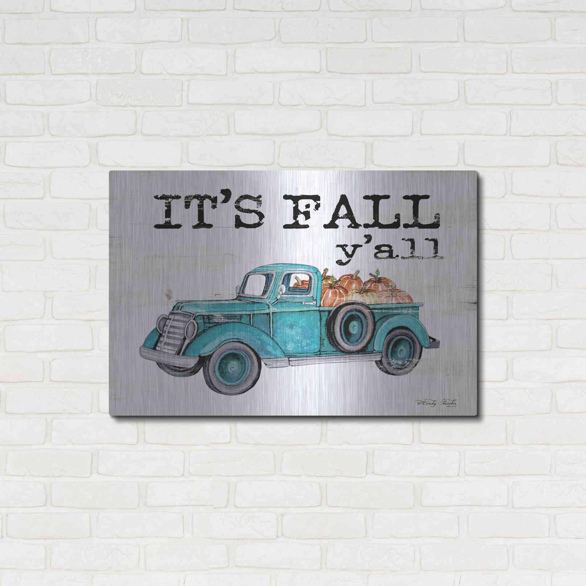 Luxe Metal Art 'It's Fall Y'all' by Cindy Jacobs, Metal Wall Art,36x24