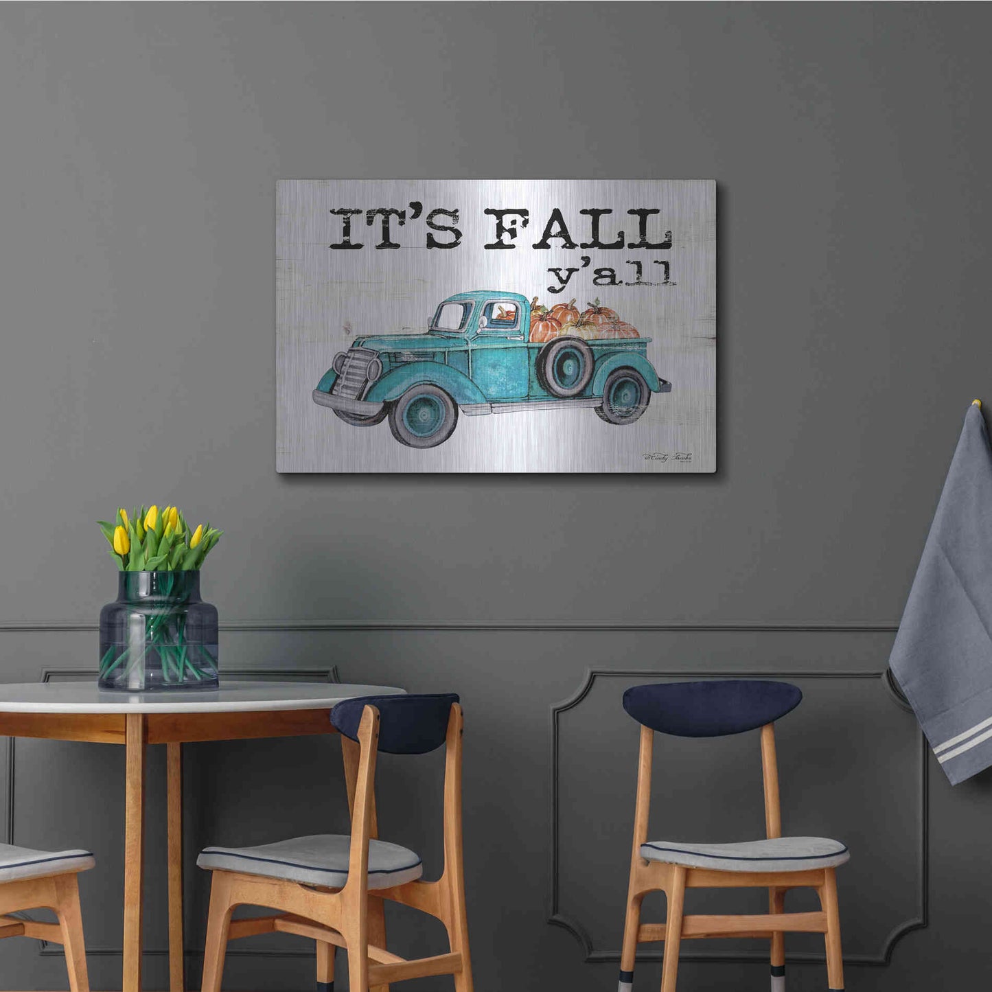 Luxe Metal Art 'It's Fall Y'all' by Cindy Jacobs, Metal Wall Art,36x24