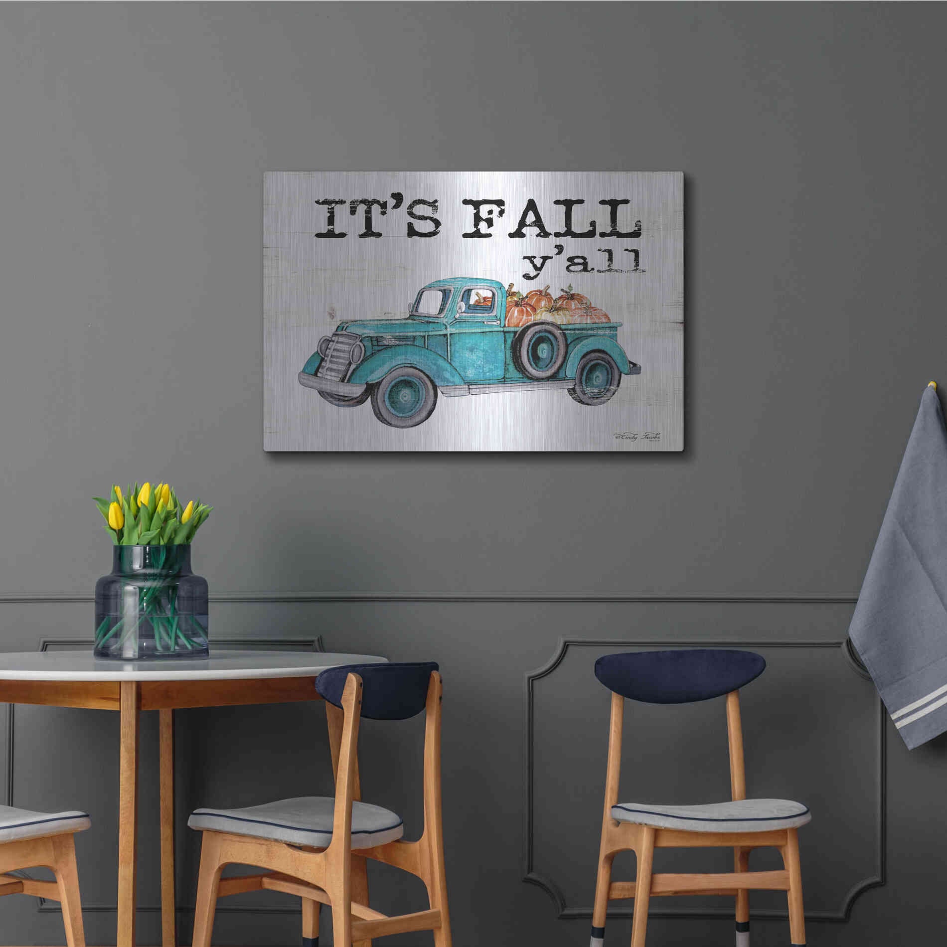 Luxe Metal Art 'It's Fall Y'all' by Cindy Jacobs, Metal Wall Art,36x24