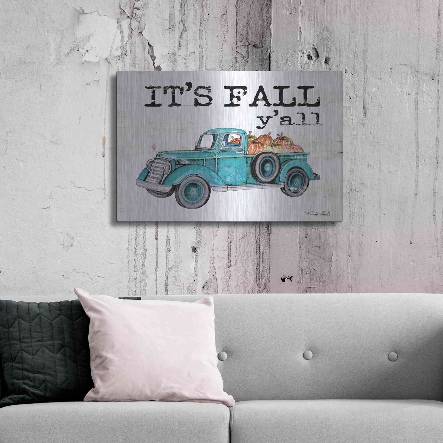 Luxe Metal Art 'It's Fall Y'all' by Cindy Jacobs, Metal Wall Art,36x24