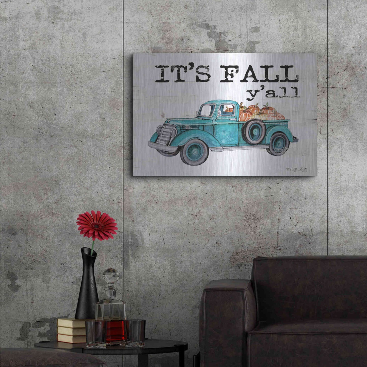 Luxe Metal Art 'It's Fall Y'all' by Cindy Jacobs, Metal Wall Art,36x24