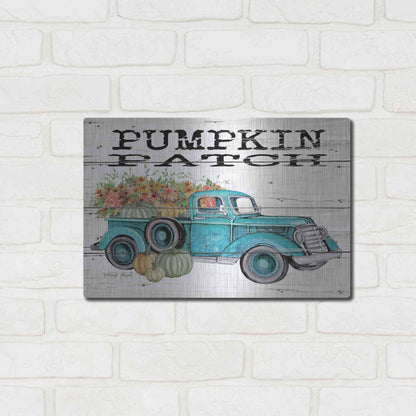 Luxe Metal Art 'Pumpkin Patch Truck' by Cindy Jacobs, Metal Wall Art,16x12