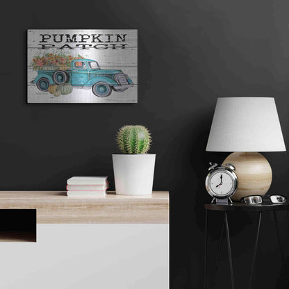 Luxe Metal Art 'Pumpkin Patch Truck' by Cindy Jacobs, Metal Wall Art,24x16