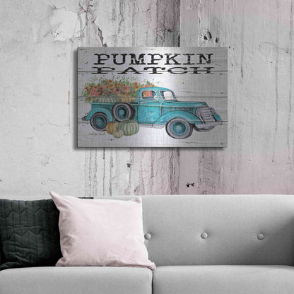 Luxe Metal Art 'Pumpkin Patch Truck' by Cindy Jacobs, Metal Wall Art,36x24