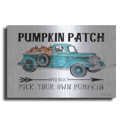 Luxe Metal Art 'Pumpkin Patch Open Daily' by Cindy Jacobs, Metal Wall Art