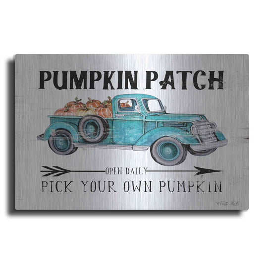 Luxe Metal Art 'Pumpkin Patch Open Daily' by Cindy Jacobs, Metal Wall Art
