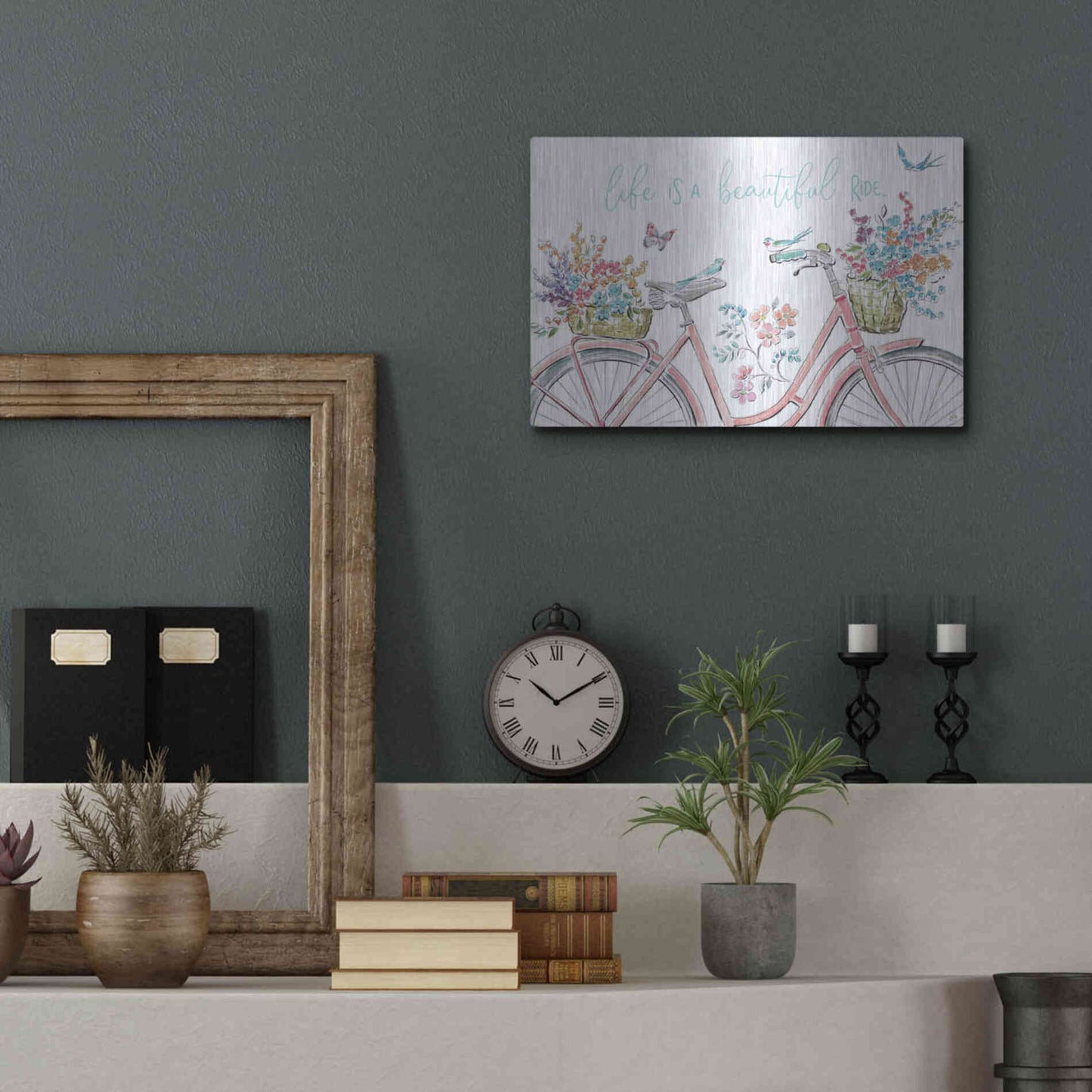 Luxe Metal Art 'Sparrow Spring III Light' by Daphne Brissonet, Metal Wall Art,16x12