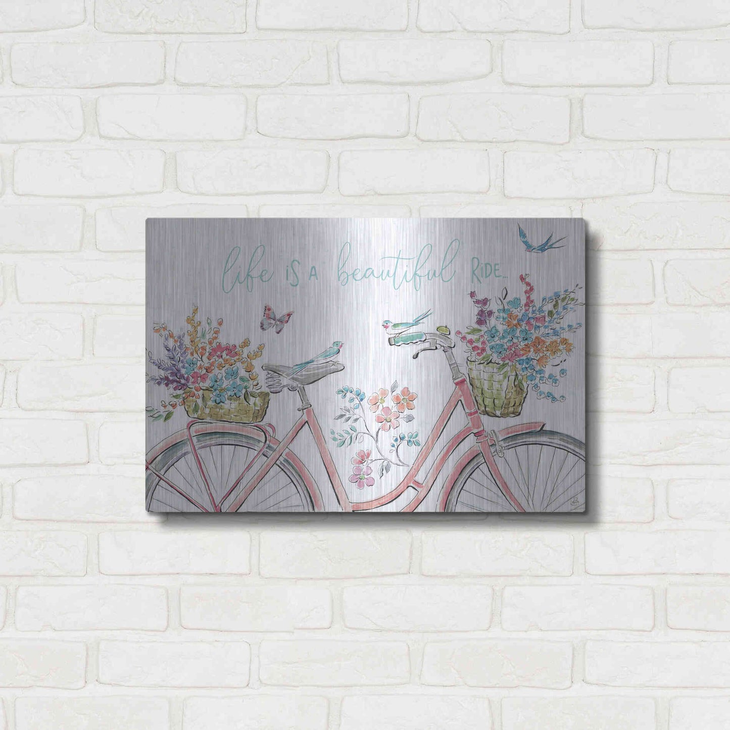 Luxe Metal Art 'Sparrow Spring III Light' by Daphne Brissonet, Metal Wall Art,24x16