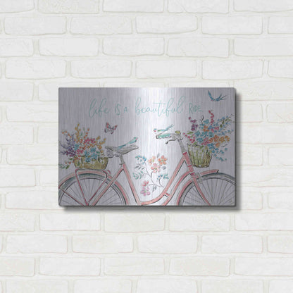 Luxe Metal Art 'Sparrow Spring III Light' by Daphne Brissonet, Metal Wall Art,24x16