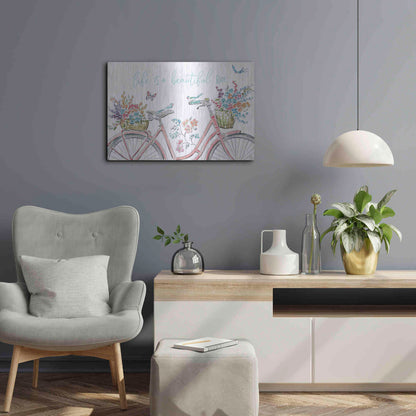 Luxe Metal Art 'Sparrow Spring III Light' by Daphne Brissonet, Metal Wall Art,24x16
