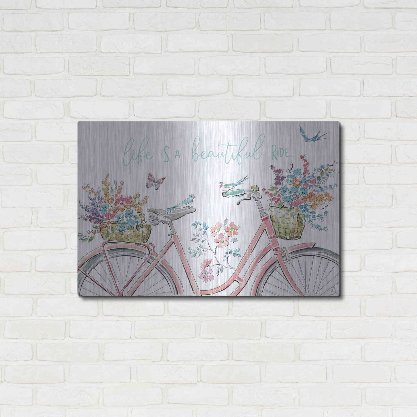 Luxe Metal Art 'Sparrow Spring III Light' by Daphne Brissonet, Metal Wall Art,36x24