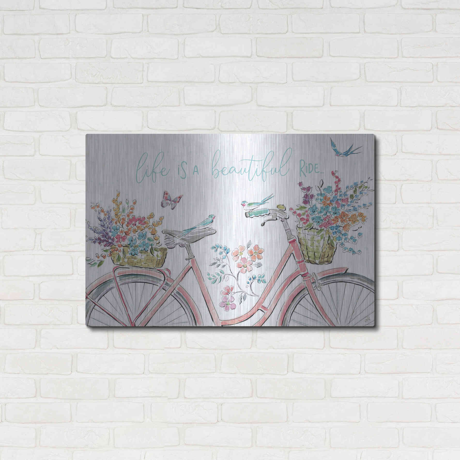 Luxe Metal Art 'Sparrow Spring III Light' by Daphne Brissonet, Metal Wall Art,36x24