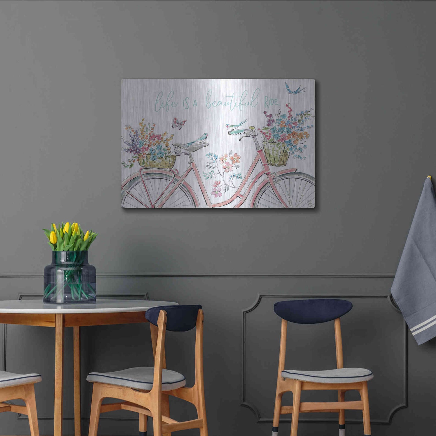 Luxe Metal Art 'Sparrow Spring III Light' by Daphne Brissonet, Metal Wall Art,36x24