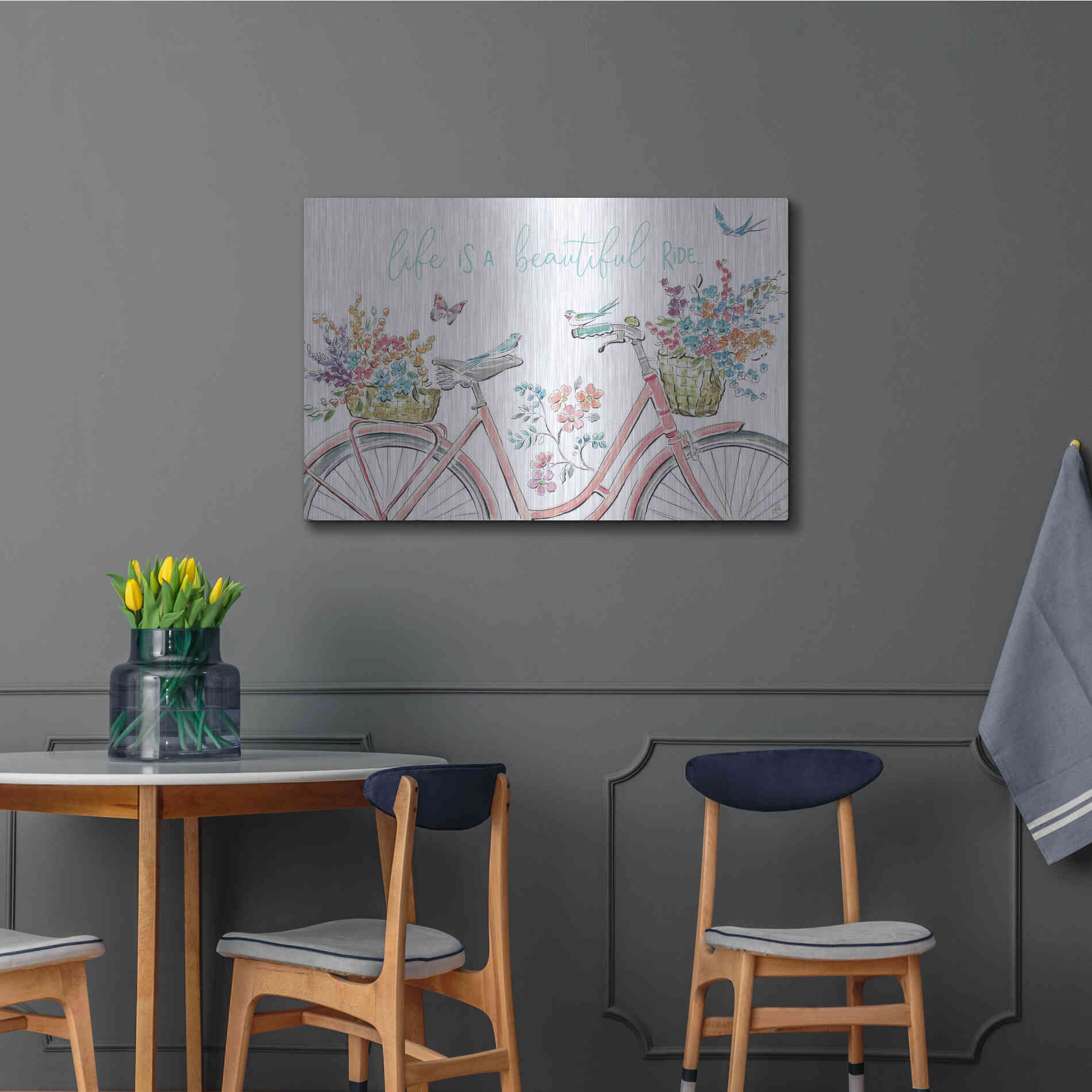 Luxe Metal Art 'Sparrow Spring III Light' by Daphne Brissonet, Metal Wall Art,36x24