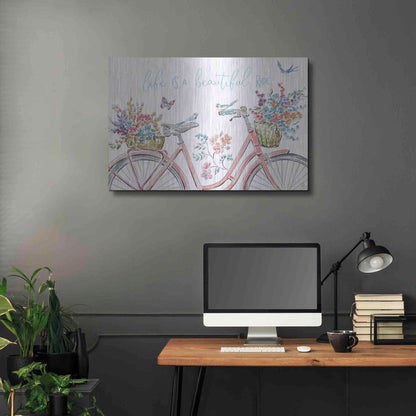 Luxe Metal Art 'Sparrow Spring III Light' by Daphne Brissonet, Metal Wall Art,36x24