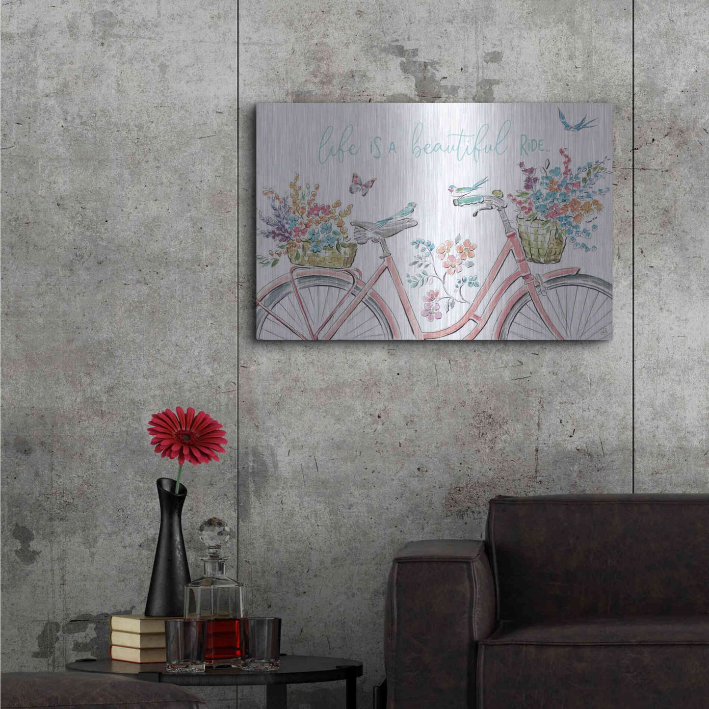 Luxe Metal Art 'Sparrow Spring III Light' by Daphne Brissonet, Metal Wall Art,36x24