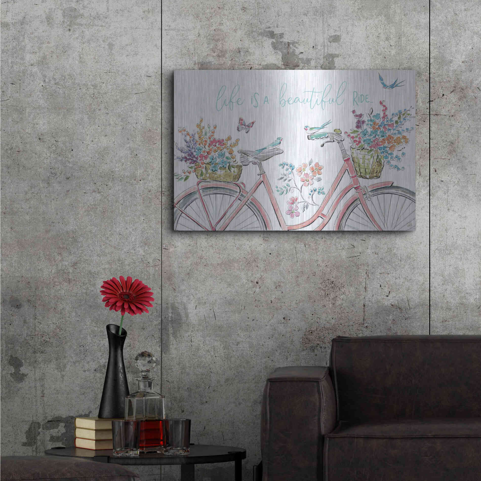 Luxe Metal Art 'Sparrow Spring III Light' by Daphne Brissonet, Metal Wall Art,36x24