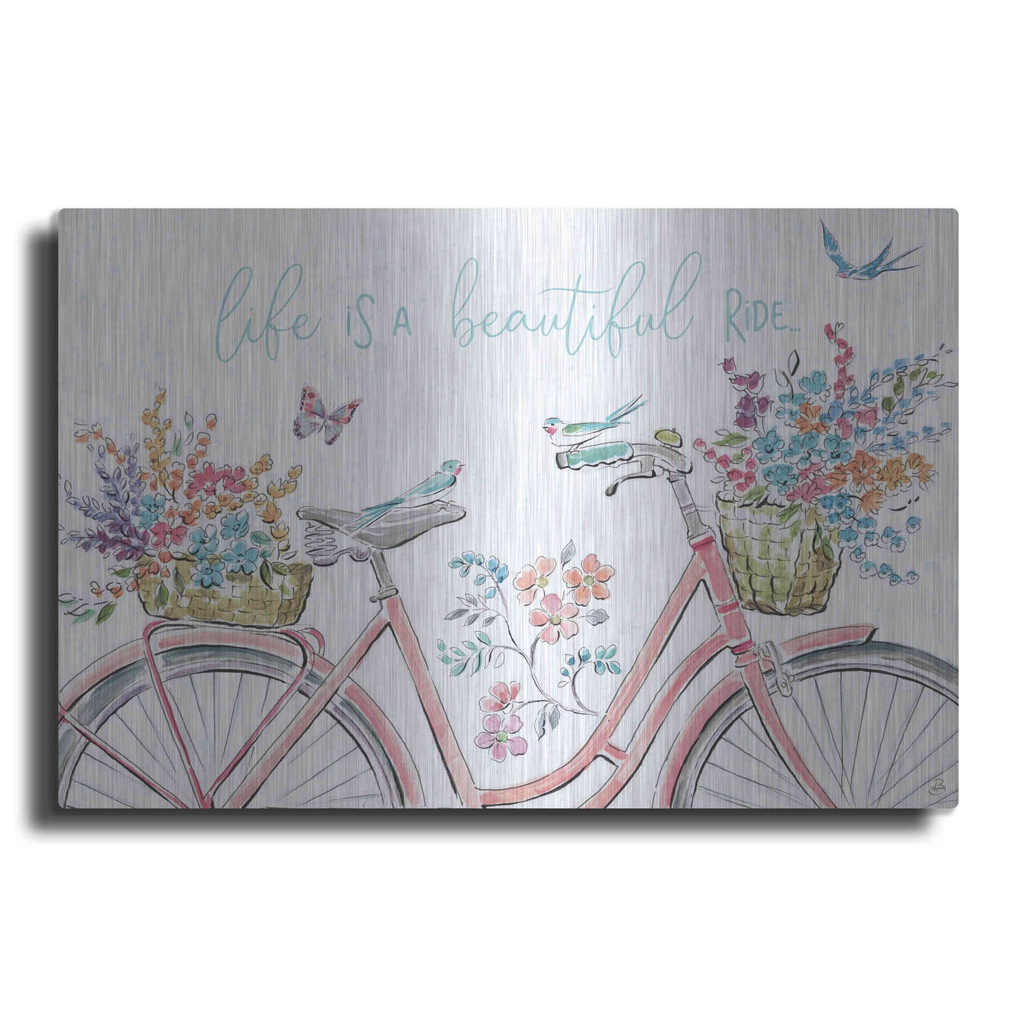 Luxe Metal Art 'Sparrow Spring III Light' by Daphne Brissonet, Metal Wall Art