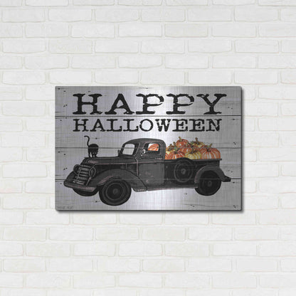 Luxe Metal Art 'Happy Halloween Black Truck' by Cindy Jacobs, Metal Wall Art,36x24