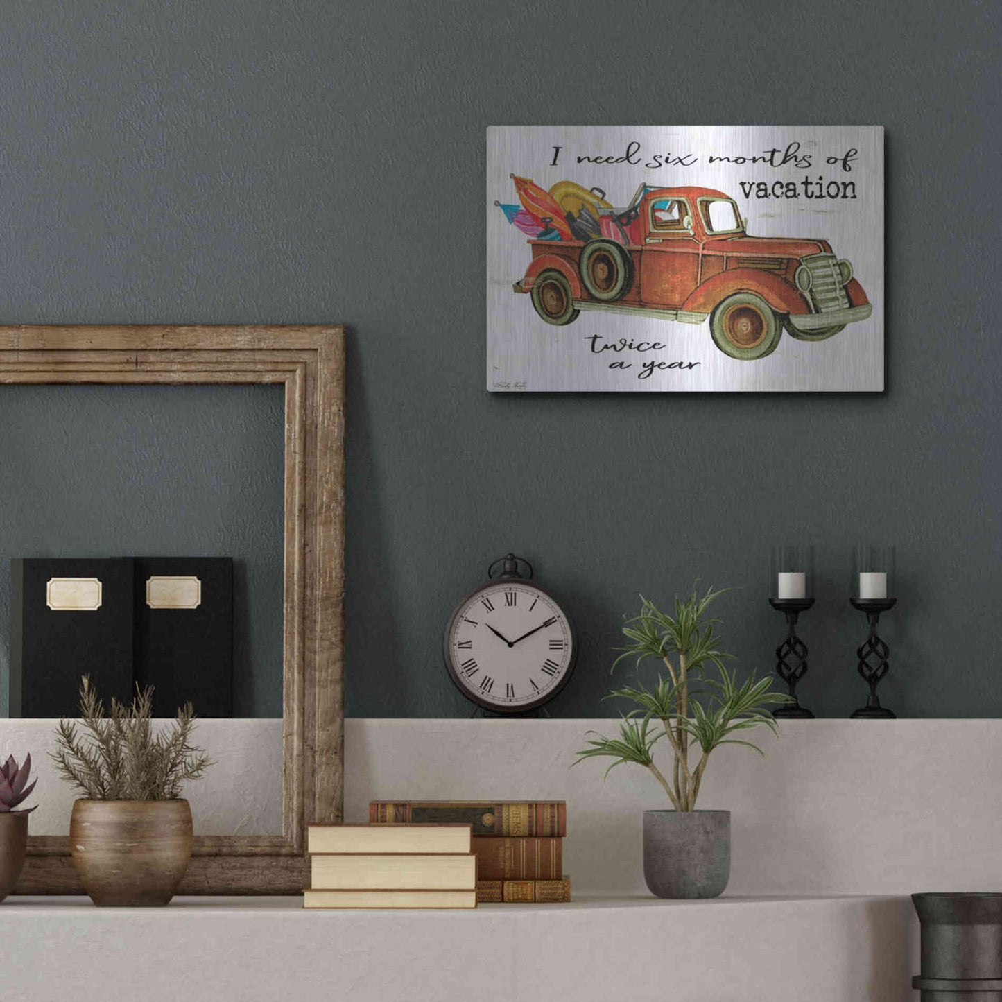 Luxe Metal Art 'Vacation Truck' by Cindy Jacobs, Metal Wall Art,16x12
