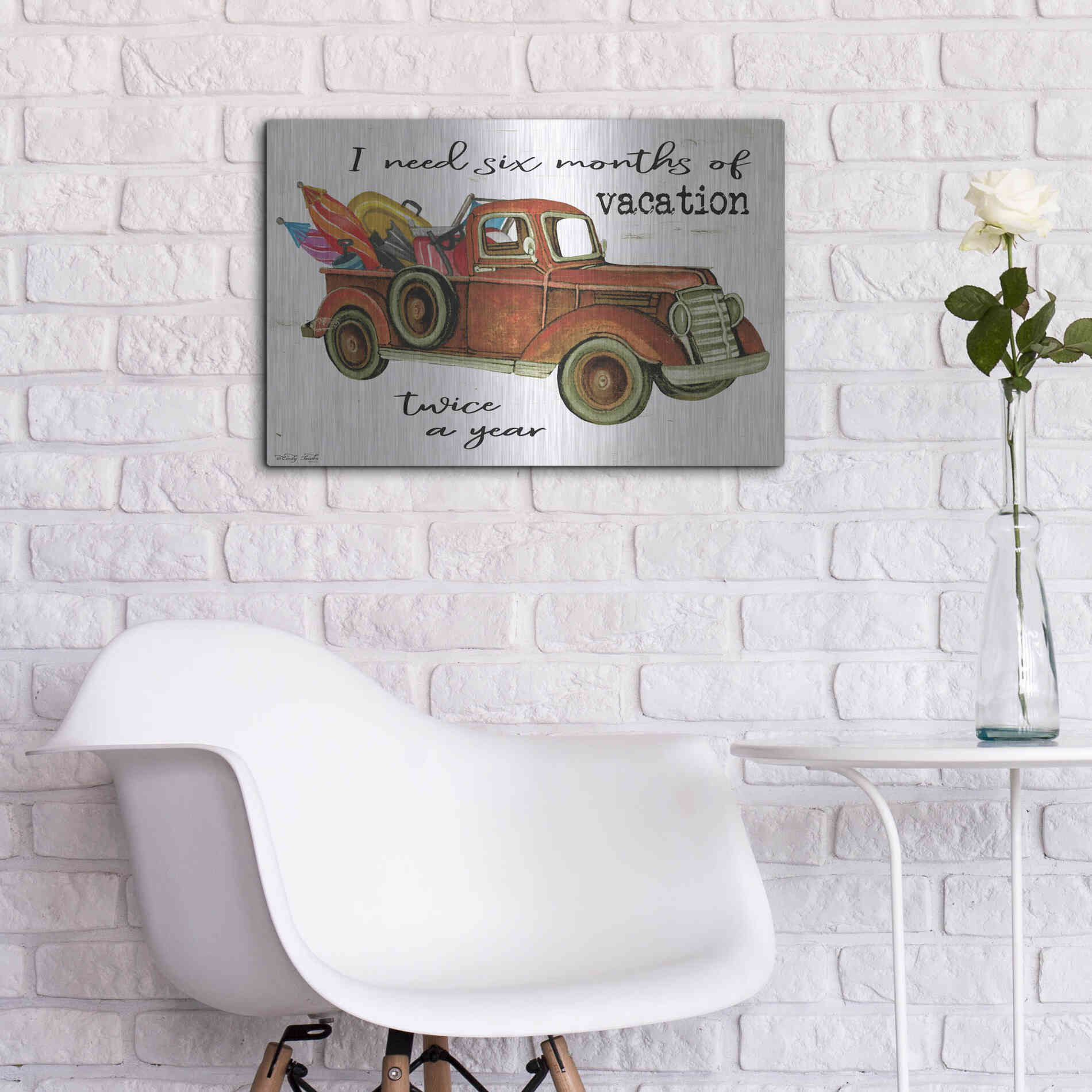Luxe Metal Art 'Vacation Truck' by Cindy Jacobs, Metal Wall Art,24x16