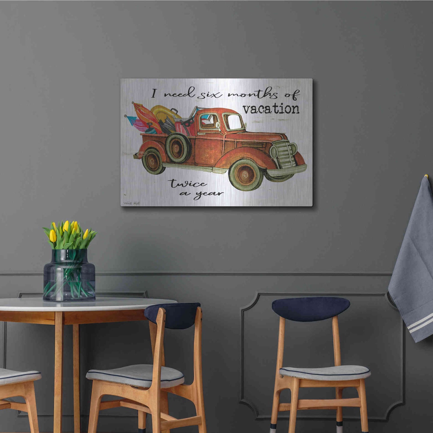 Luxe Metal Art 'Vacation Truck' by Cindy Jacobs, Metal Wall Art,36x24