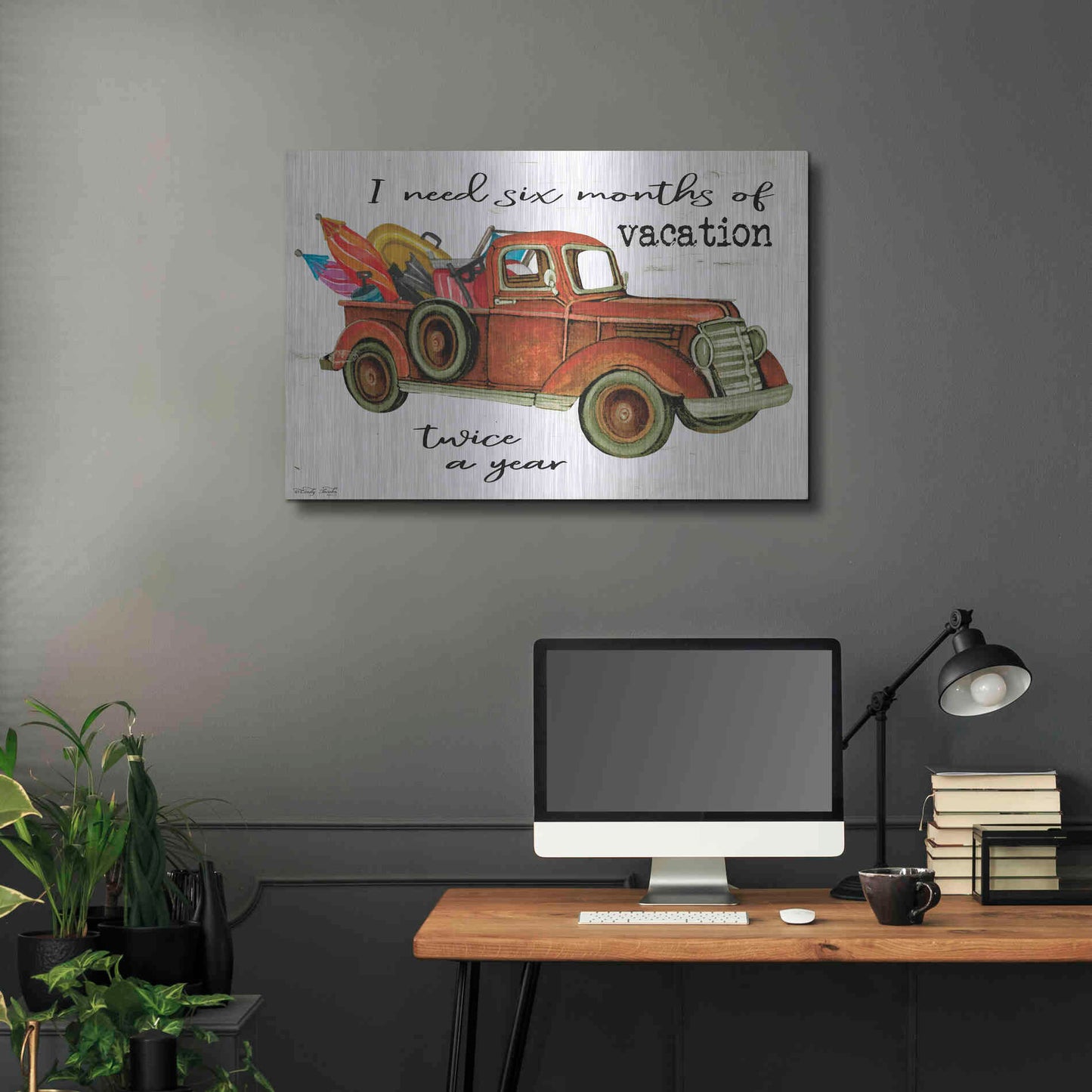 Luxe Metal Art 'Vacation Truck' by Cindy Jacobs, Metal Wall Art,36x24