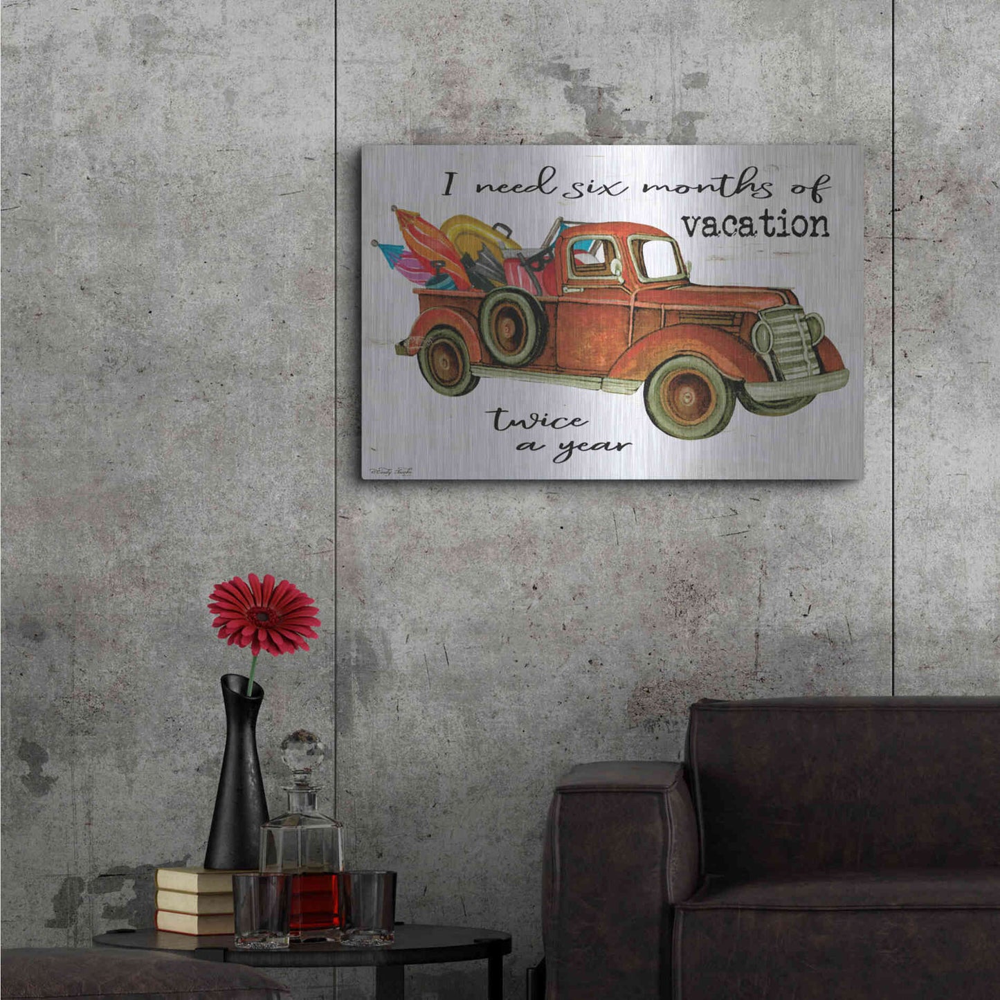Luxe Metal Art 'Vacation Truck' by Cindy Jacobs, Metal Wall Art,36x24