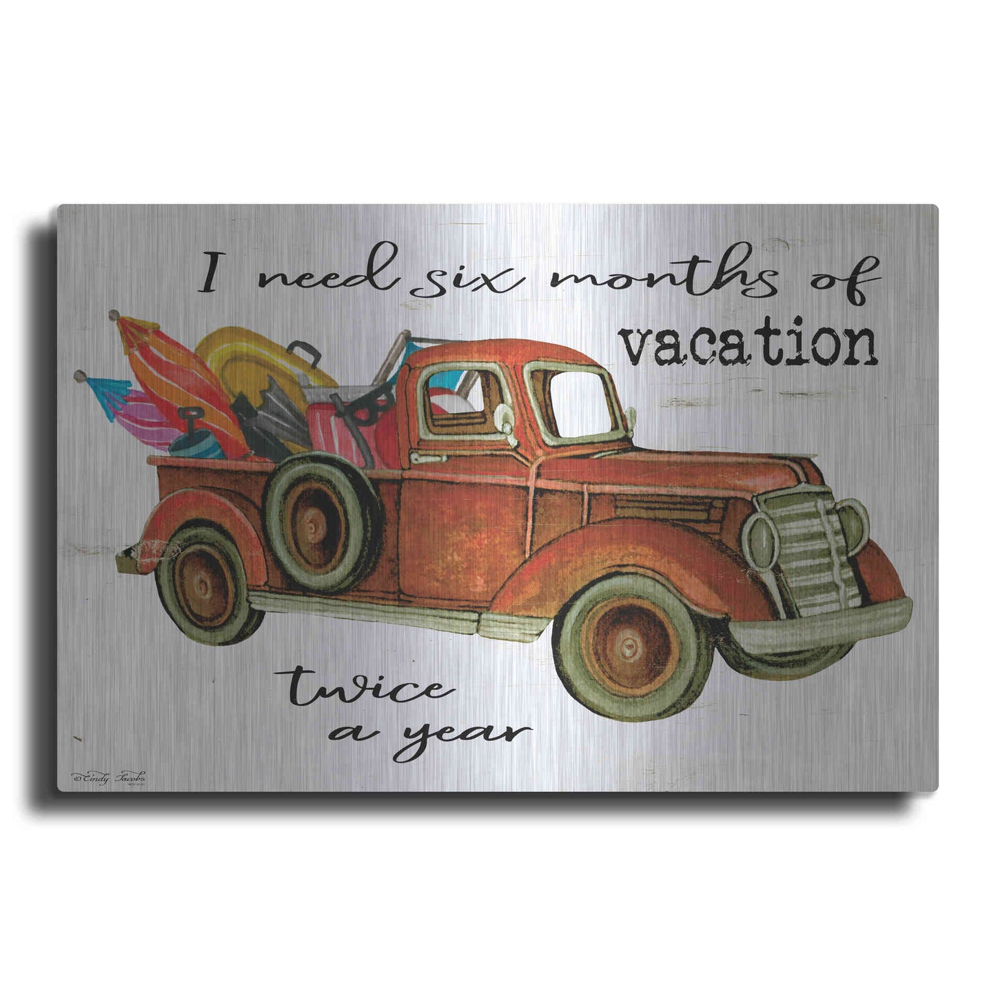 Luxe Metal Art 'Vacation Truck' by Cindy Jacobs, Metal Wall Art