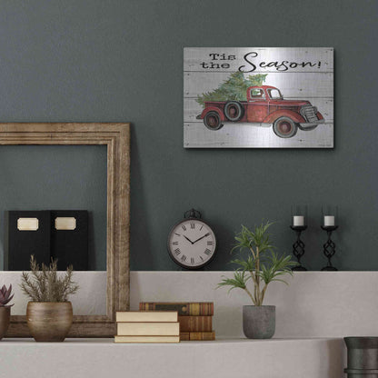 Luxe Metal Art 'Tis the Season Red Truck' by Cindy Jacobs, Metal Wall Art,16x12