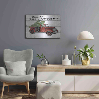 Luxe Metal Art 'Tis the Season Red Truck' by Cindy Jacobs, Metal Wall Art,24x16