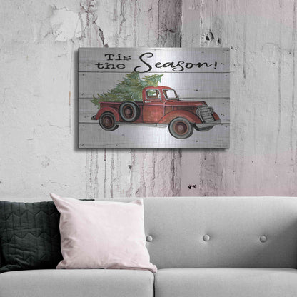 Luxe Metal Art 'Tis the Season Red Truck' by Cindy Jacobs, Metal Wall Art,36x24