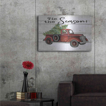 Luxe Metal Art 'Tis the Season Red Truck' by Cindy Jacobs, Metal Wall Art,36x24