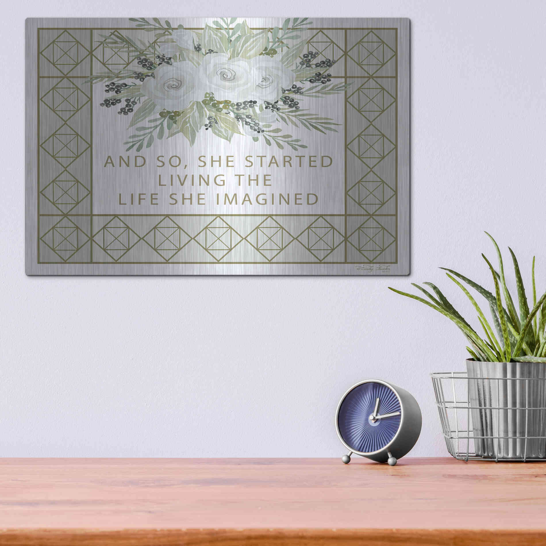 Luxe Metal Art 'Living the Life She Imagined' by Cindy Jacobs, Metal Wall Art,16x12