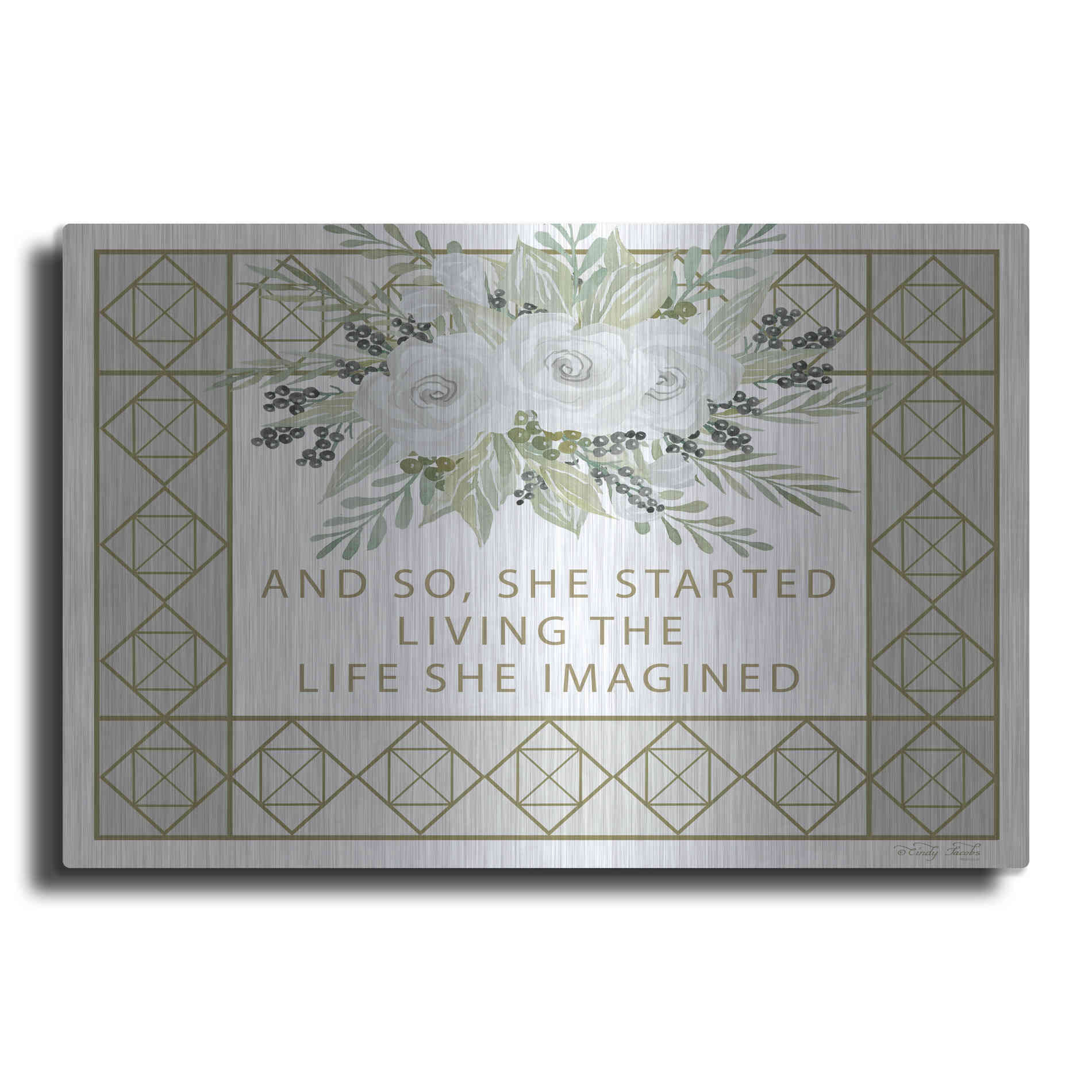 Luxe Metal Art 'Living the Life She Imagined' by Cindy Jacobs, Metal Wall Art