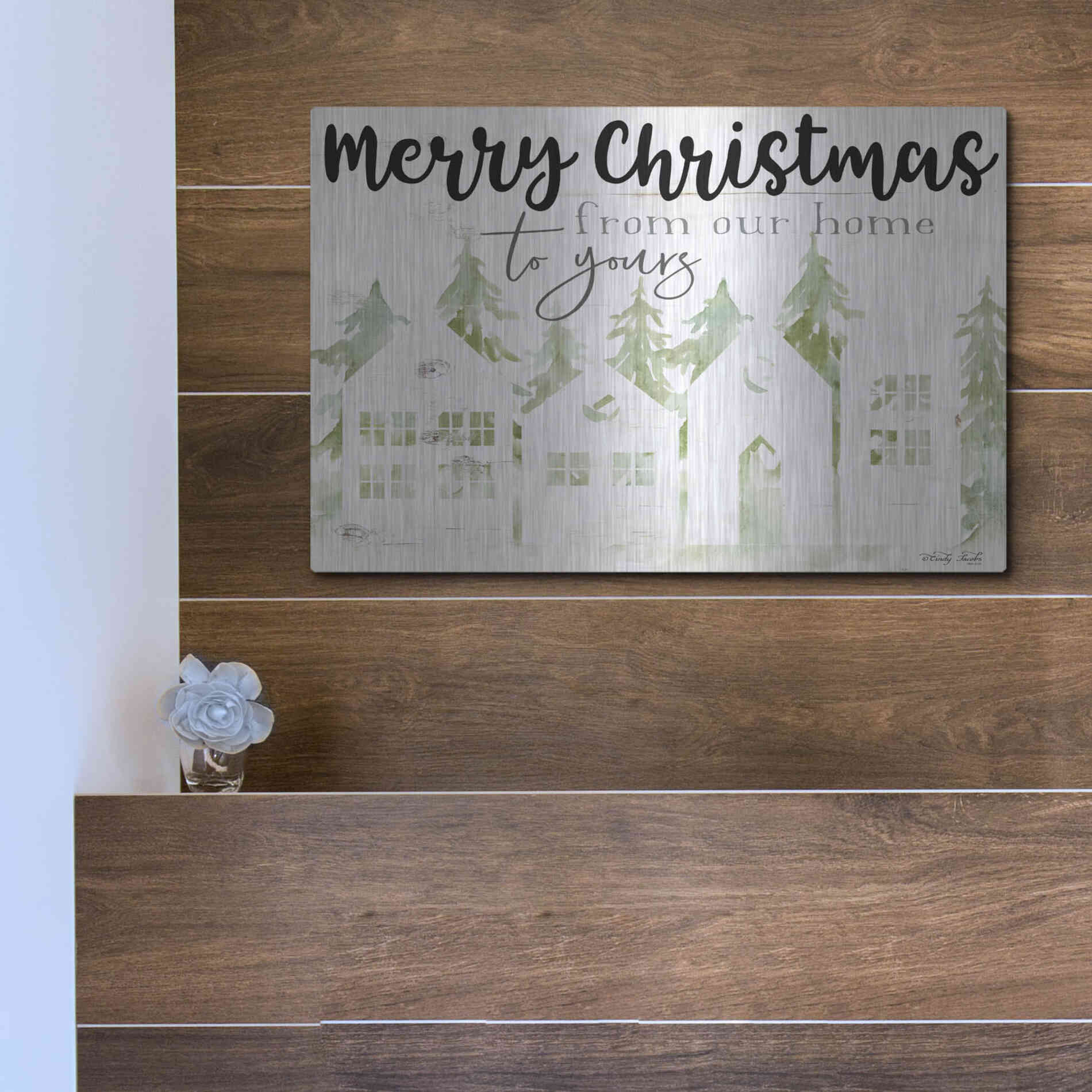 Luxe Metal Art 'From Our Home' by Cindy Jacobs, Metal Wall Art,16x12