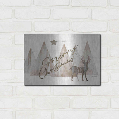 Luxe Metal Art 'Merry Christmas Deer 2' by Cindy Jacobs, Metal Wall Art,16x12