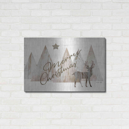 Luxe Metal Art 'Merry Christmas Deer 2' by Cindy Jacobs, Metal Wall Art,36x24