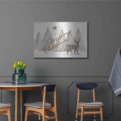 Luxe Metal Art 'Merry Christmas Deer 2' by Cindy Jacobs, Metal Wall Art,36x24