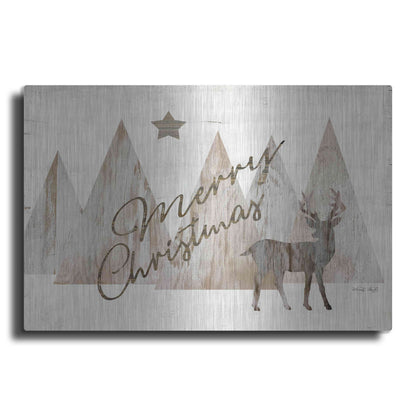 Luxe Metal Art 'Merry Christmas Deer 2' by Cindy Jacobs, Metal Wall Art
