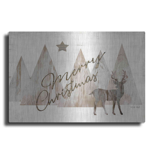 Luxe Metal Art 'Merry Christmas Deer 2' by Cindy Jacobs, Metal Wall Art