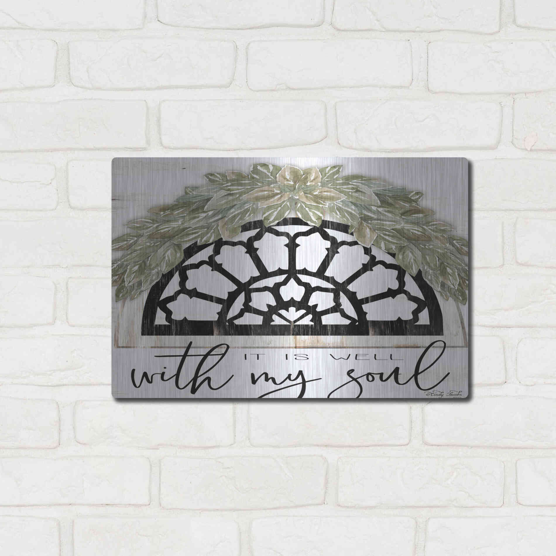 Luxe Metal Art 'With My Soul' by Cindy Jacobs, Metal Wall Art,16x12