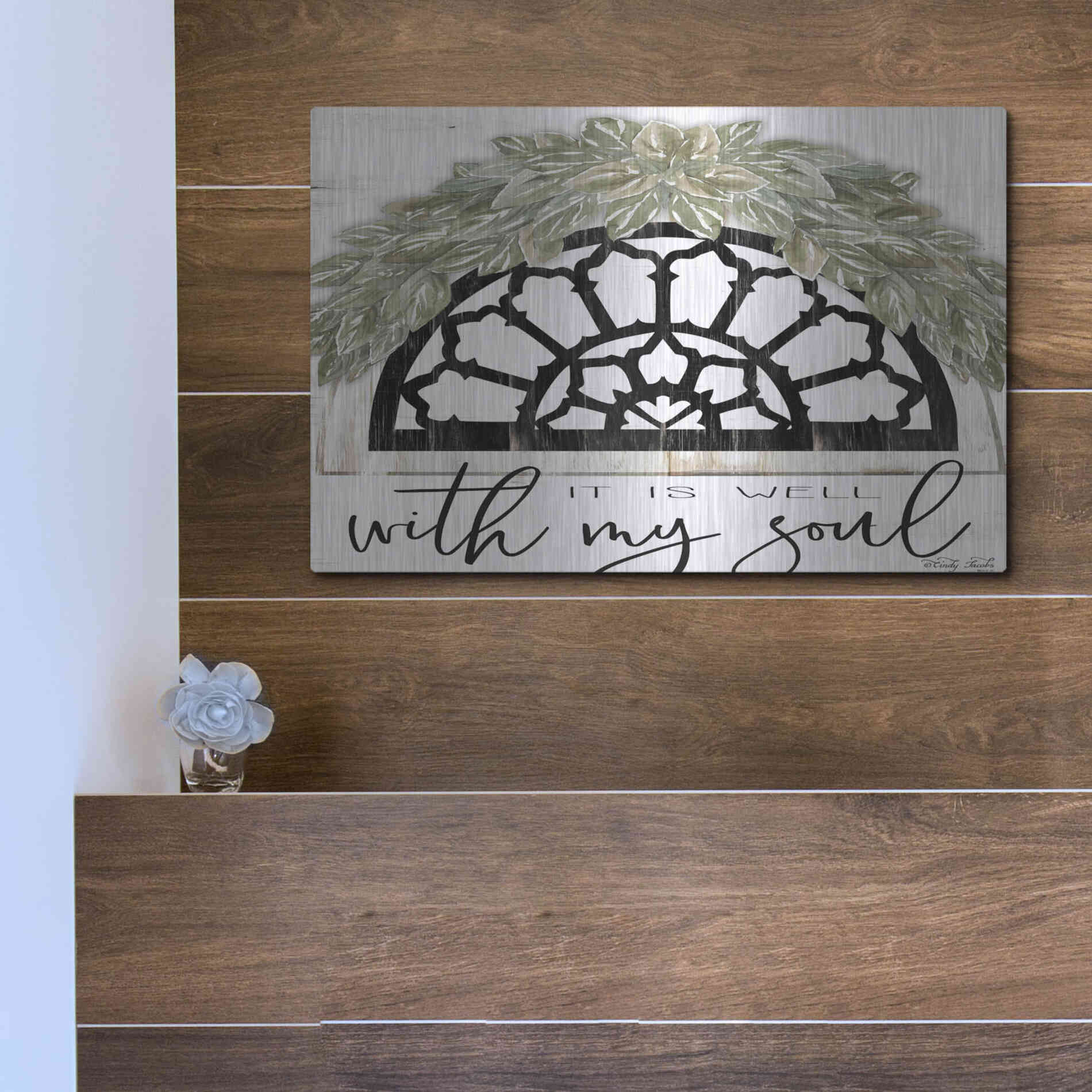 Luxe Metal Art 'With My Soul' by Cindy Jacobs, Metal Wall Art,16x12