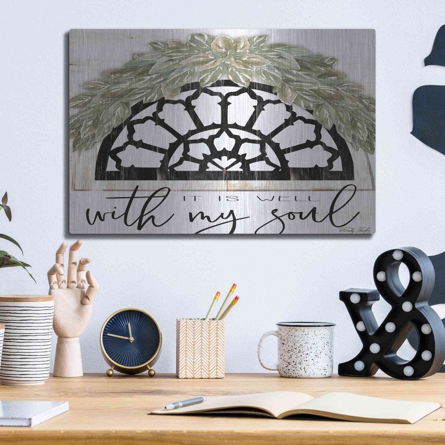 Luxe Metal Art 'With My Soul' by Cindy Jacobs, Metal Wall Art,16x12