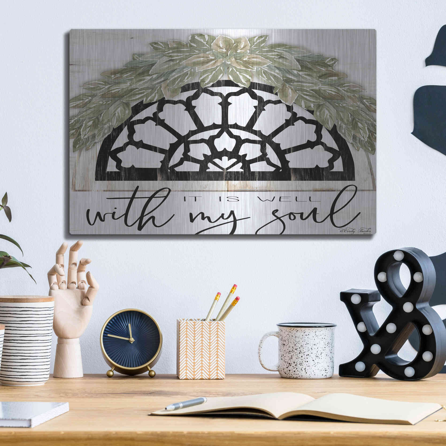 Luxe Metal Art 'With My Soul' by Cindy Jacobs, Metal Wall Art,16x12